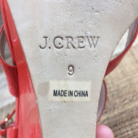 J. Crew Marci Patent Leather Strappy Wedge Sandals Orange Womens 9 - Picture 10 of 12